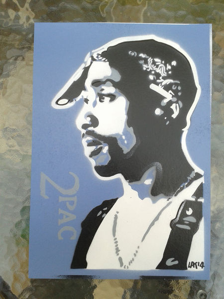 Tupac Stencil Art Paintings On Card Pac Hip Hop West Coast Cali