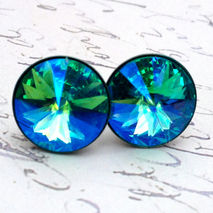Turquoise Glacier Blue Swarovski Crystal Stud Earrings