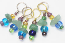 Hand Made Glass Bead Stitch Markers Set of 6