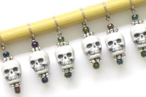 Hand Made Skulls & Beads Knitting Stitch Markers - Set of 6