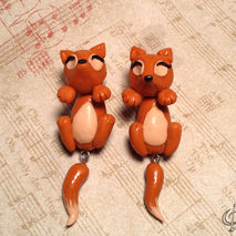 Polymer Clay Fox Fake Gauge Earrings