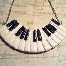 Polymer Clay Musical Piano Keyboard Pendant Necklace