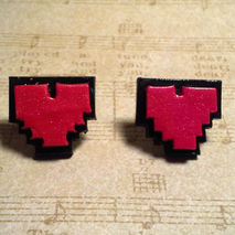 Polymer Clay 8 Bit Video Game Red Heart