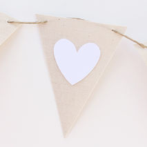 Linen Just Married Banner - Linen Pennant Flag Banner