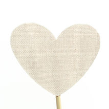 Linen Heart Cupcake Toppers - Beach Wedding Decor