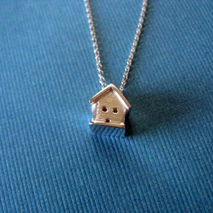 Tiny 3D House Necklace Sterling Silver