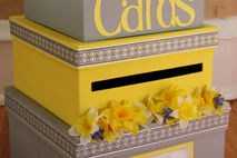Custom Wedding Card Box, 3 Tier, Square, Purple and Ivory