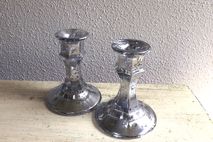 2 Mercury Glass Candlestick Holders