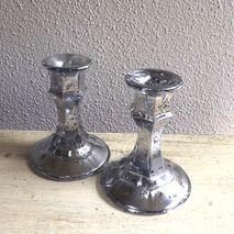 2 Mercury Glass Candlestick Holders