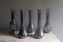 Set of 5 Mercury Glass Bud Vases