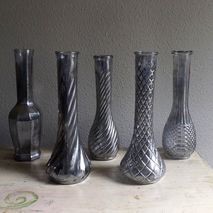 Set of 5 Mercury Glass Bud Vases