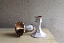 2 White and Gold Candlestick Holders