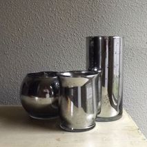 Set of 3 Mercury Glass Vases - Candle Holders