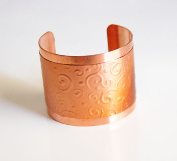 Cuff Bracelet --Solid Copper Bracelet with Embossed patina Des ...