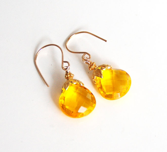 AAA Yellow Quartz Dangle Drop Earrings- Wedding Jewelry- Bridal ...