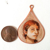 Custom miniature oil portrait, copper pendant, miniature paintin