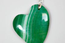 Stone Heart Pendant Necklace - Green Dragon Veins Agate