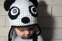 Crochet Panda Bear Hat, Made to Order, sizes Newborn to Adult