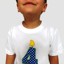 Birthday shirt , Embroidered with Kid's age , Birthday candle st