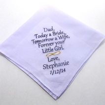 Father of the Bride handkerchief  Forever your little girl . Emb