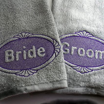 Bride And Groom Embossed Embroidered Hand Towel set. Wedding gif