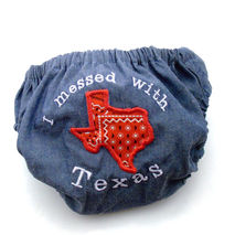 I Messed With Texas Diaper baby blue jean diaper cover. Funny ba