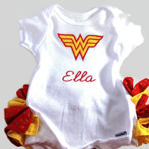 Ruffle bottomed Baby body suit with made to order embroidery and