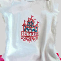 Ruffled baby bodysuit.  Tutu baby, princess castle, embroidered