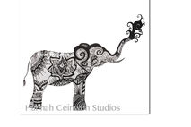 Elephant Pen and Ink Print 8" x 10"