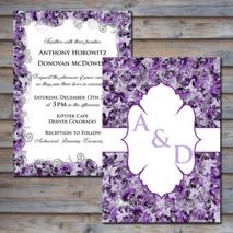 Double Sided Purple Swirl Wedding Invitation - DIGITAL file