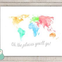 World Map Art, Oh the Places You'll Go