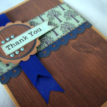 Thank you card, thanks card,handmade card,  blank card, wood pri