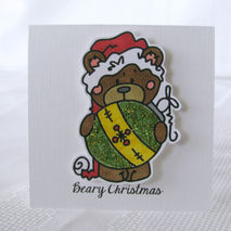 Christmas mini card set, Christmas cards, Teddy bear cards,glitt