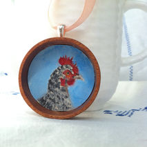 Custom Pet portrait art pendant, hand painted necklace, shadow b