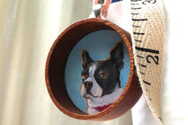 Custom Pet portrait art pendant, hand painted necklace, shadow b