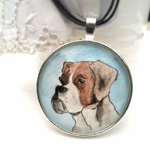 Custom watercolor miniature pet portrait pendant, personalized w