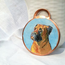 Miniature handpainted pet portrait, oil painting on copper penda