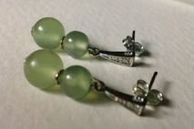 Earrings Natural Jade Stone Cubic Zirconia Sterling Silver