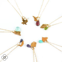 Gold Necklace with State and Birthstone