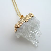 Raw Crystal Cluster Gold Necklace with Healing Crystals