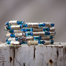 Eat Pray Love Paper Bead Bracelet - Stacking Wrap Bracelet - Mem