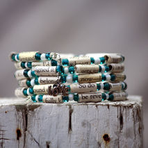 Eat Pray Love Paper Bead Bracelet - Stacking Wrap Bracelet - Mem