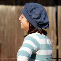 Vegan Blue Cotton Hat - OOAK  - Back to School