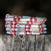 Eat Pray Love Paper Bead Bracelet - Stacking Wrap Bracelet - Mem