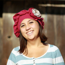 Dark Pink Upcycled Cotton Hat With Shabby Flower