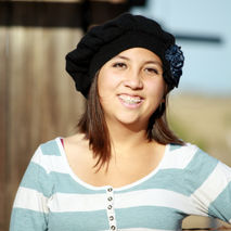 Black Cashmere Hat With Shabby Striped Flower Upcycle