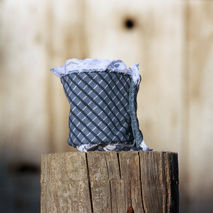 Denim and Menswear Inspired Upcycled Wrist Cuff with Lace