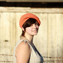 Vegan Crocheted Orange Francophile Beret - Hat - Slouchy Beanie