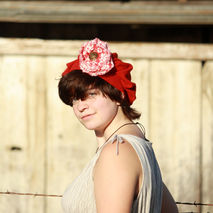 Upcycled Red Wool Hat With Shabby Flower Brooch