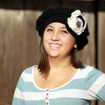 Upcycled Black Cashmere Hat With Shabby Chic Flower